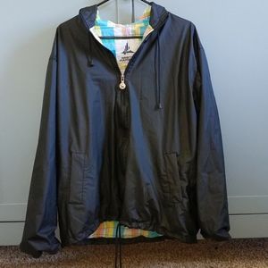 Black sleek plaid lined raincoat